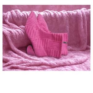 Trendy Pink Textured Ankle Booties